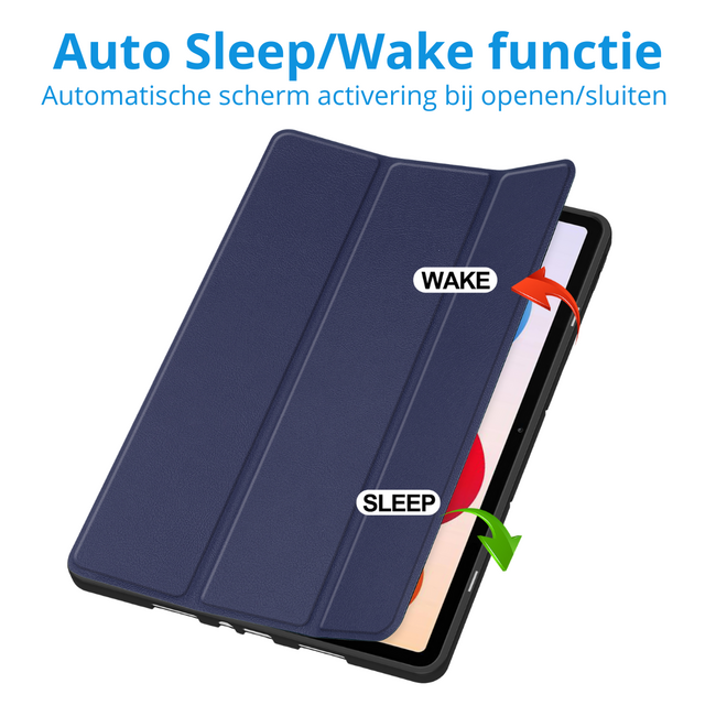 Tablet hoes geschikt voor Xiaomi Redmi Pad 2 Pro - Tri-Fold hoes met Auto/Wake functie en Magnetische sluiting - Met Pencil Houder - Donker Blauw