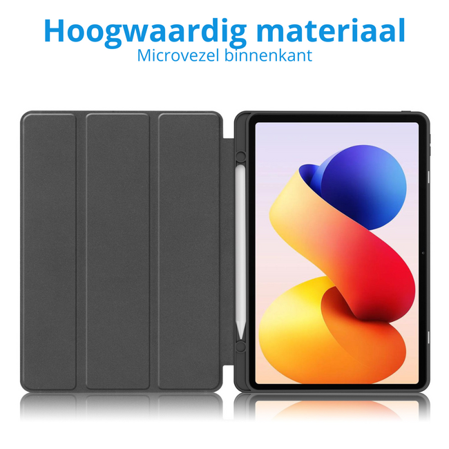 Tablet hoes geschikt voor Xiaomi Redmi Pad 2 Pro - Tri-Fold hoes met Auto/Wake functie en Magnetische sluiting - Met Pencil Houder - Donker Blauw