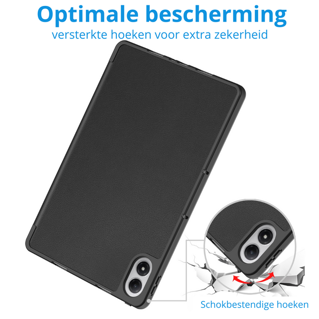 Tablet hoes geschikt voor Xiaomi Redmi Pad 2 Pro - Tri-Fold hoes met Auto/Wake functie en Magnetische sluiting - Met Pencil Houder - Zwart