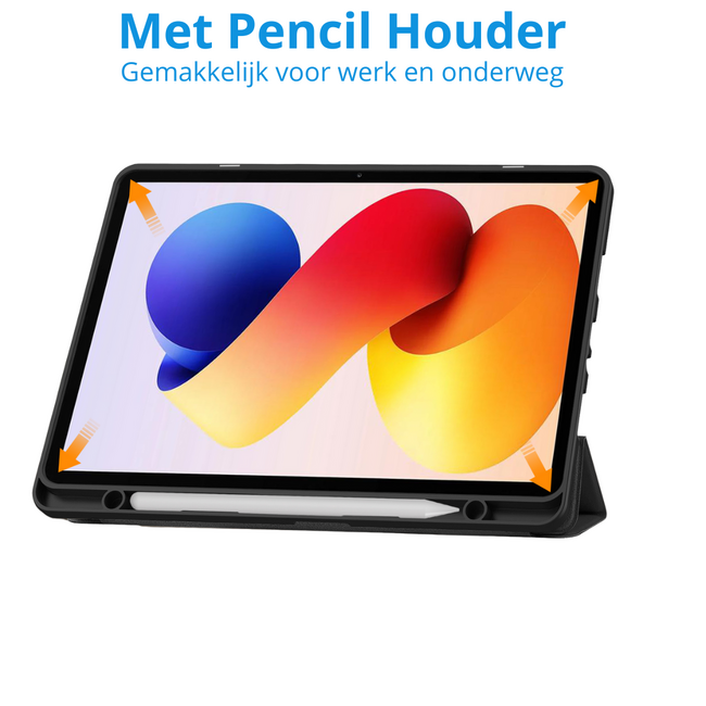 Tablet hoes geschikt voor Xiaomi Redmi Pad 2 Pro - Tri-Fold hoes met Auto/Wake functie en Magnetische sluiting - Met Pencil Houder - Zwart