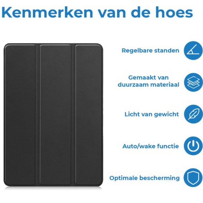 Tablet hoes geschikt voor Xiaomi Redmi Pad 2 Pro - Tri-Fold hoes met Auto/Wake functie en Magnetische sluiting - Met Pencil Houder - Zwart