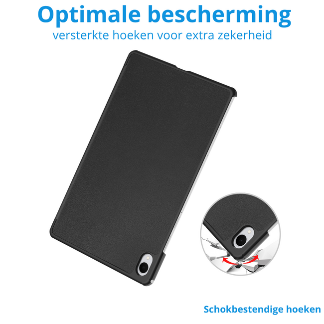 Case2go - Tablet hoes geschikt voor Samsung Galaxy Tab S11 (2025) - 11 Inch - Tri-Fold Book Case - Auto/Wake functie - Zwart
