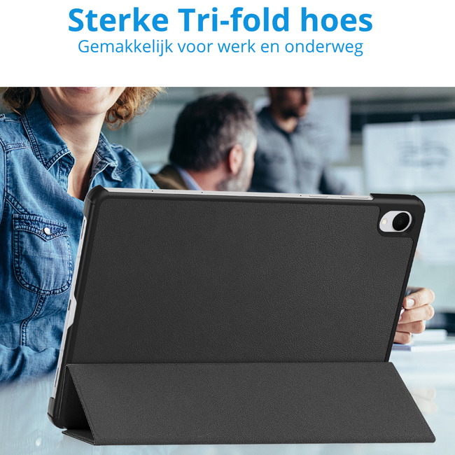 Case2go - Tablet hoes geschikt voor Samsung Galaxy Tab S11 (2025) - 11 Inch - Tri-Fold Book Case - Auto/Wake functie - Zwart
