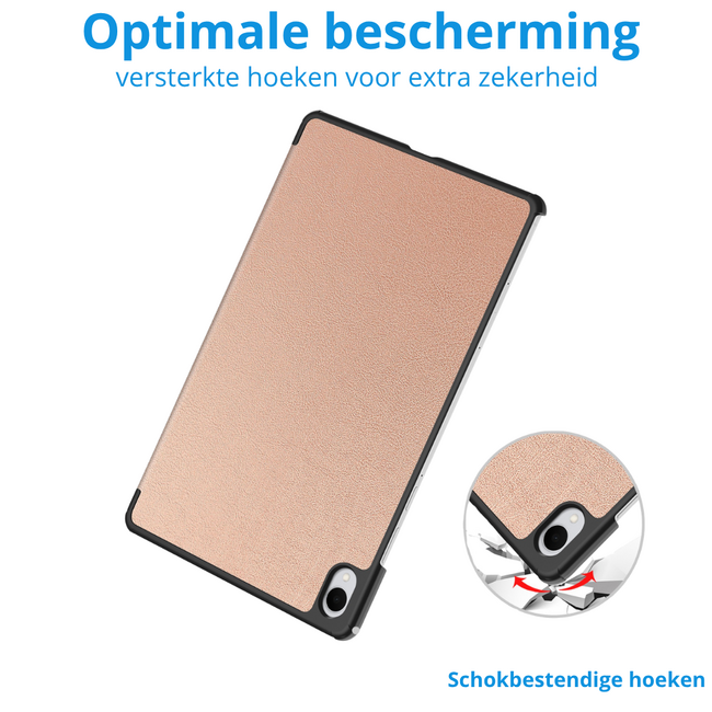 Case2go - Tablet hoes geschikt voor Samsung Galaxy Tab S11 (2025) - 11 Inch - Tri-Fold Book Case - Auto/Wake functie - Rosegoud