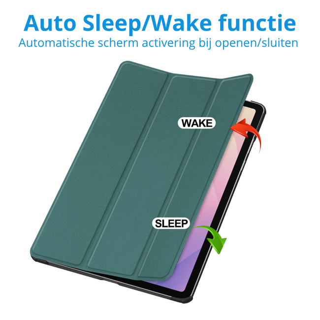 Case2go - Tablet hoes geschikt voor Samsung Galaxy Tab S11 (2025) - 11 Inch - Tri-Fold Book Case - Auto/Wake functie - Donker Groen