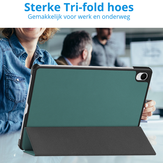 Case2go - Tablet hoes geschikt voor Samsung Galaxy Tab S11 (2025) - 11 Inch - Tri-Fold Book Case - Auto/Wake functie - Donker Groen