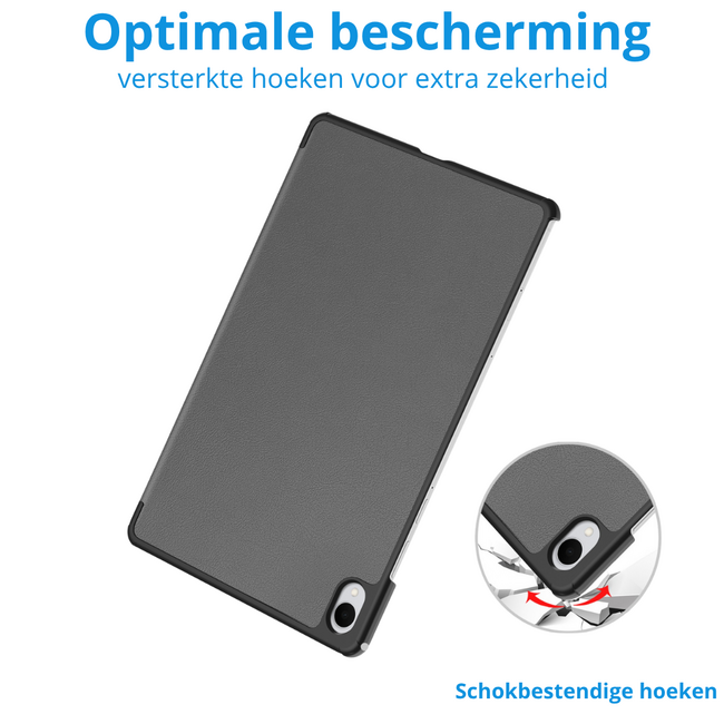 Case2go - Tablet hoes geschikt voor Samsung Galaxy Tab S11 (2025) - 11 Inch - Tri-Fold Book Case - Auto/Wake functie - Grijs