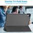 Case2go - Tablet hoes geschikt voor Samsung Galaxy Tab S11 (2025) - 11 Inch - Tri-Fold Book Case - Auto/Wake functie - Grijs