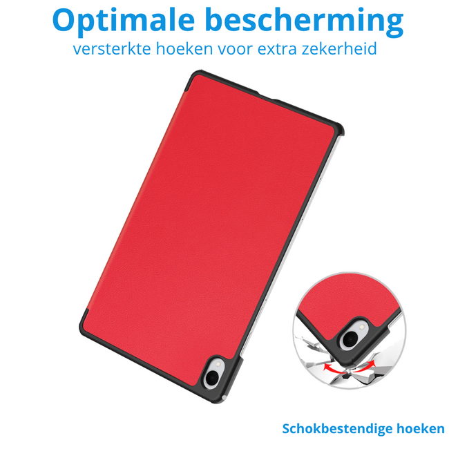 Case2go - Tablet hoes geschikt voor Samsung Galaxy Tab S11 (2025) - 11 Inch - Tri-Fold Book Case - Auto/Wake functie - Rood