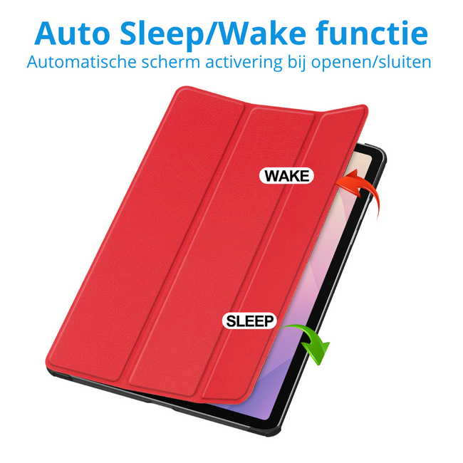 Case2go - Tablet hoes geschikt voor Samsung Galaxy Tab S11 (2025) - 11 Inch - Tri-Fold Book Case - Auto/Wake functie - Rood
