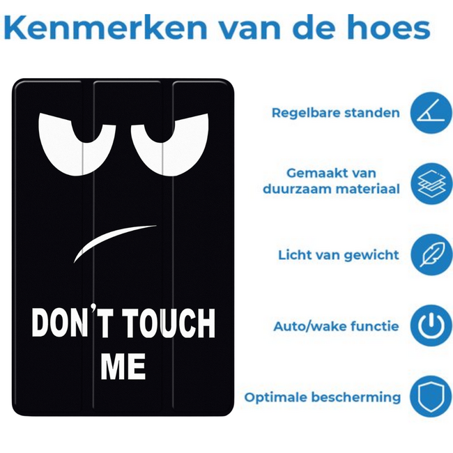 Case2go - Tablet hoes geschikt voor Samsung Galaxy Tab S11 (2025) - 11 Inch - Tri-Fold Book Case - Auto/Wake functie - Don't Touch Me