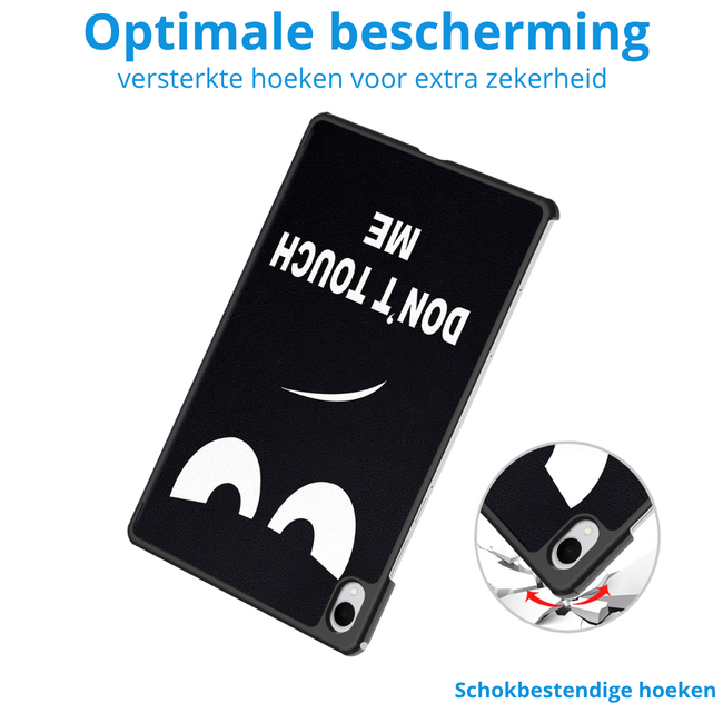 Case2go - Tablet hoes geschikt voor Samsung Galaxy Tab S11 (2025) - 11 Inch - Tri-Fold Book Case - Auto/Wake functie - Don't Touch Me