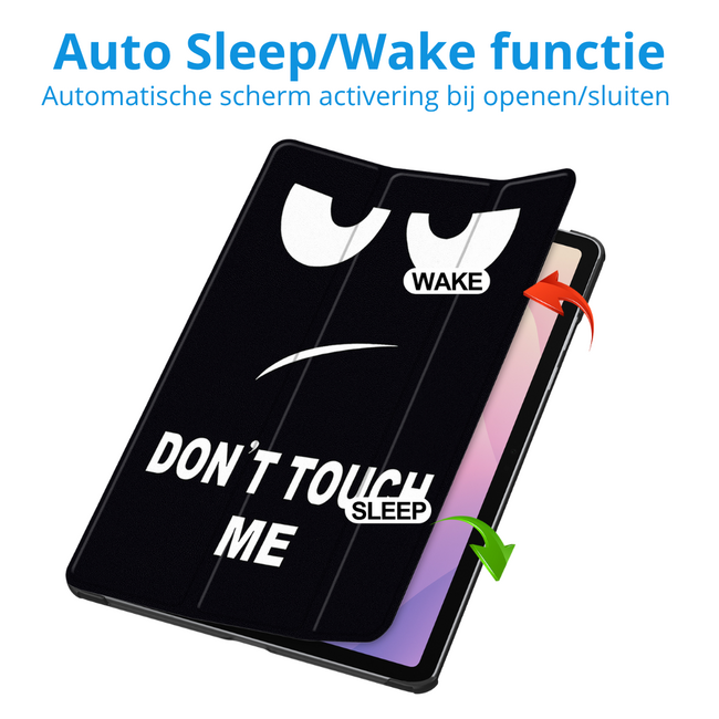Case2go - Tablet hoes geschikt voor Samsung Galaxy Tab S11 (2025) - 11 Inch - Tri-Fold Book Case - Auto/Wake functie - Don't Touch Me