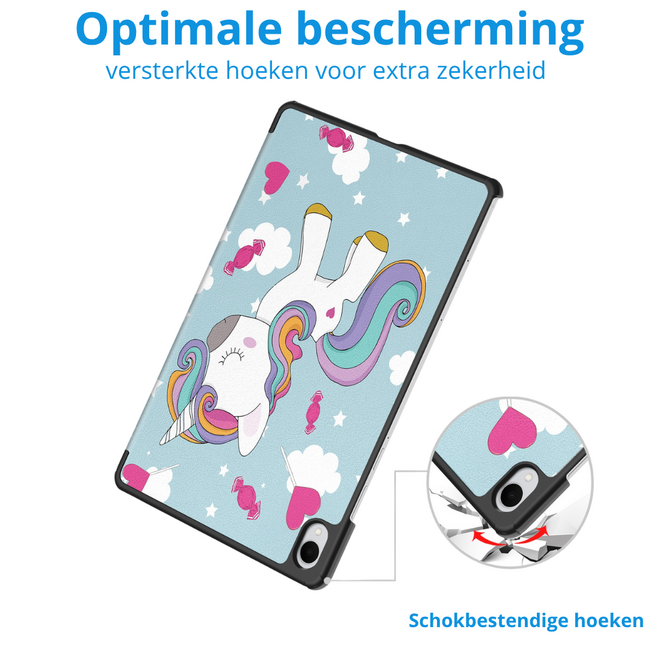 Case2go - Tablet hoes geschikt voor Samsung Galaxy Tab S11 (2025) - 11 Inch - Tri-Fold Book Case - Auto/Wake functie - Eenhoorn