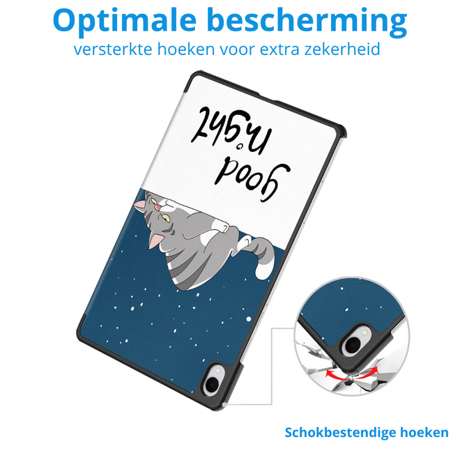 Case2go - Tablet hoes geschikt voor Samsung Galaxy Tab S11 (2025) - 11 Inch - Tri-Fold Book Case - Auto/Wake functie - Good Night