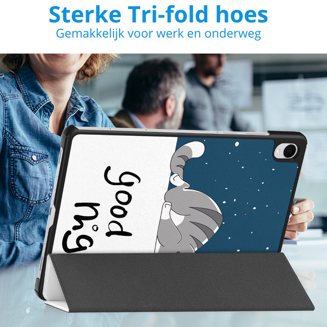 Case2go - Tablet hoes geschikt voor Samsung Galaxy Tab S11 (2025) - 11 Inch - Tri-Fold Book Case - Auto/Wake functie - Good Night