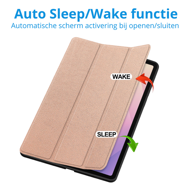 Case2go - Tablet hoes geschikt voor Samsung Galaxy Tab S11 (2025) - 11 Inch - Tri-fold hoes met Auto/Wake functie en Magnetische sluiting - TPU Cover Met Pencil Houder - Rose Goud