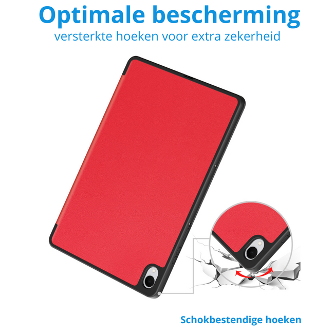 Case2go - Tablet hoes geschikt voor Samsung Galaxy Tab S11 (2025) - 11 Inch - Tri-fold hoes met Auto/Wake functie en Magnetische sluiting - TPU Cover Met Pencil Houder - Rood