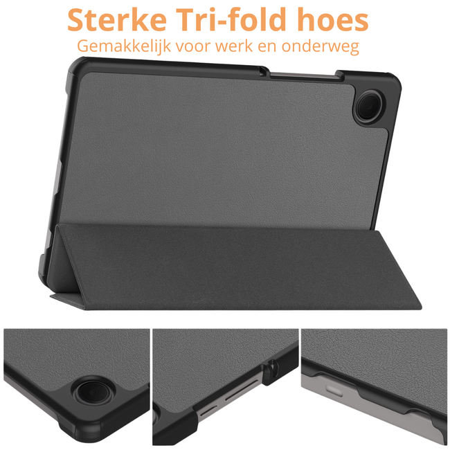 Tablet hoes geschikt voor Samsung Galaxy Tab A11 (2025) - 8.7 inch - Met Auto/Wake Functie - Tri-Fold hoes - Grijs