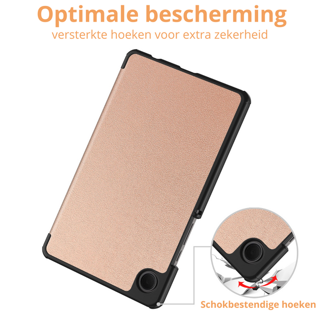 Tablet hoes geschikt voor Samsung Galaxy Tab A11 (2025) - 8.7 inch - Met Auto/Wake Functie - Tri-Fold hoes - Rose Goud