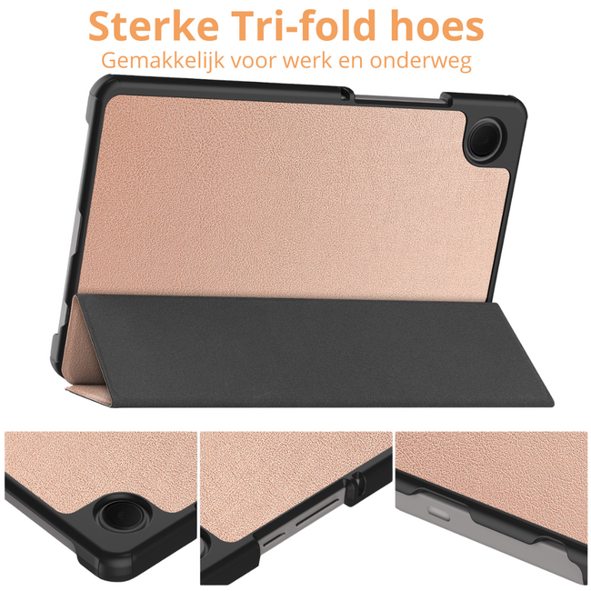 Tablet hoes geschikt voor Samsung Galaxy Tab A11 (2025) - 8.7 inch - Met Auto/Wake Functie - Tri-Fold hoes - Rose Goud