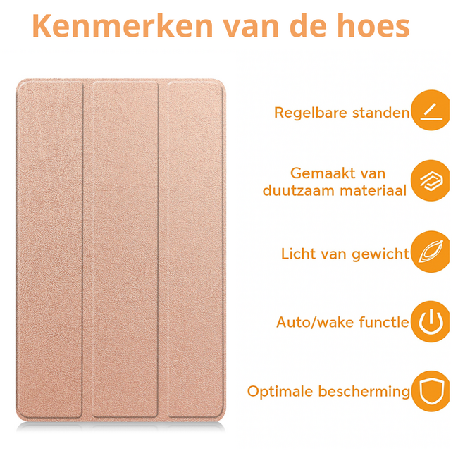 Tablet hoes geschikt voor Samsung Galaxy Tab A11 (2025) - 8.7 inch - Met Auto/Wake Functie - Tri-Fold hoes - Rose Goud