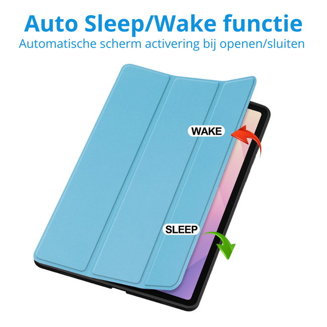 Case2go - Tablet hoes geschikt voor Samsung Galaxy Tab S11 (2025) - 11 Inch - Tri-fold hoes met Auto/Wake functie en Magnetische sluiting - TPU Cover Met Pencil Houder - Licht Blauw