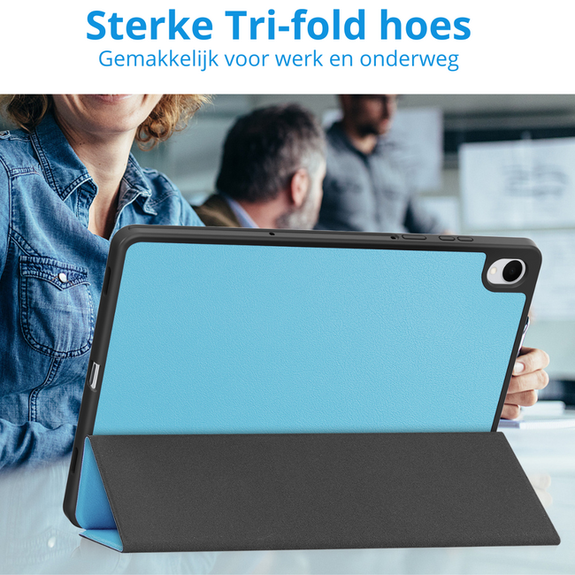 Case2go - Tablet hoes geschikt voor Samsung Galaxy Tab S11 (2025) - 11 Inch - Tri-fold hoes met Auto/Wake functie en Magnetische sluiting - TPU Cover Met Pencil Houder - Licht Blauw