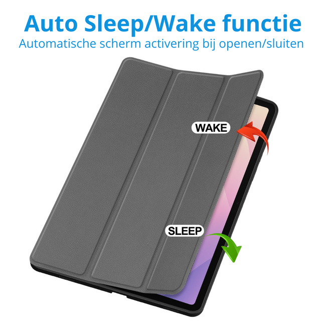Case2go - Tablet hoes geschikt voor Samsung Galaxy Tab S11 (2025) - 11 Inch - Tri-fold hoes met Auto/Wake functie en Magnetische sluiting - TPU Cover Met Pencil Houder - Grijs