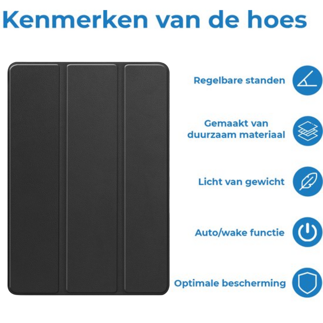 Case2go - Tablet hoes geschikt voor Samsung Galaxy Tab S11 (2025) - 11 Inch - Tri-fold hoes met Auto/Wake functie en Magnetische sluiting - TPU Cover Met Pencil Houder - Zwart