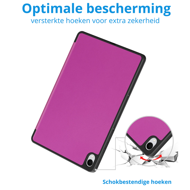 Case2go - Tablet hoes geschikt voor Samsung Galaxy Tab S11 (2025) - 11 Inch - Tri-fold hoes met Auto/Wake functie en Magnetische sluiting - TPU Cover Met Pencil Houder - Paars