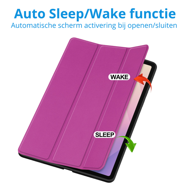 Case2go - Tablet hoes geschikt voor Samsung Galaxy Tab S11 (2025) - 11 Inch - Tri-fold hoes met Auto/Wake functie en Magnetische sluiting - TPU Cover Met Pencil Houder - Paars