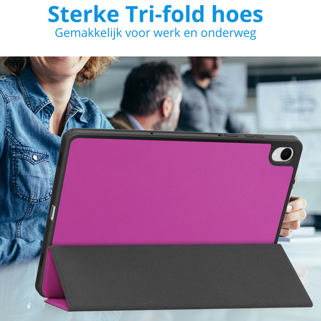 Case2go - Tablet hoes geschikt voor Samsung Galaxy Tab S11 (2025) - 11 Inch - Tri-fold hoes met Auto/Wake functie en Magnetische sluiting - TPU Cover Met Pencil Houder - Paars