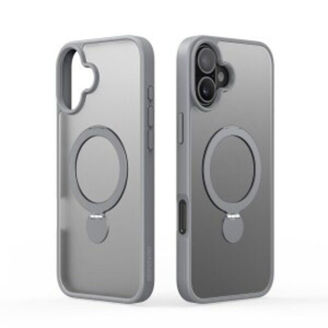 Dux Ducis - Telefoon hoesje geschikt voor de Apple iPhone 16 - Back Cover - Geschikt voor Magsafe - Met Magnetische Stand - Grijs