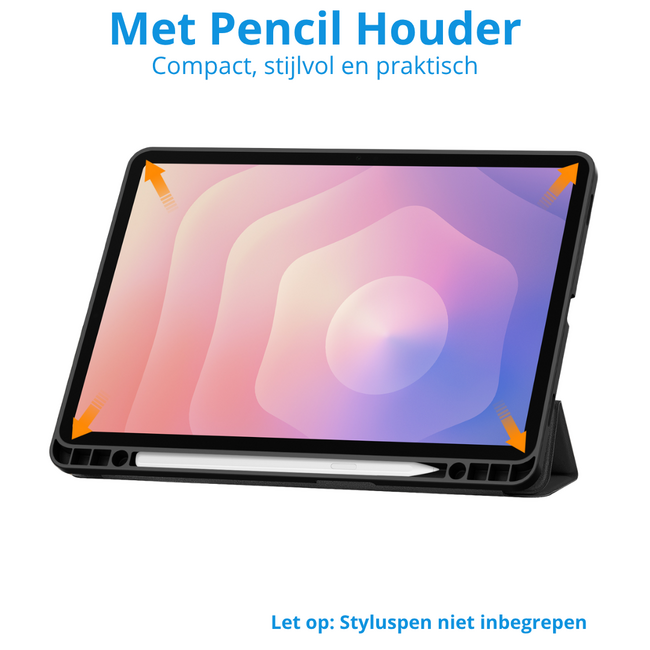 Case2go - Tablet hoes geschikt voor Samsung Galaxy Tab S11 (2025) - 11 Inch - Tri-fold hoes met Auto/Wake functie en Magnetische sluiting - TPU Cover Met Pencil Houder - Don't Touch Me