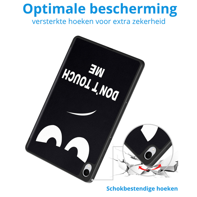 Case2go - Tablet hoes geschikt voor Samsung Galaxy Tab S11 (2025) - 11 Inch - Tri-fold hoes met Auto/Wake functie en Magnetische sluiting - TPU Cover Met Pencil Houder - Don't Touch Me