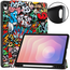 Case2go - Tablet hoes geschikt voor Samsung Galaxy Tab S11 (2025) - 11 Inch - Tri-fold hoes met Auto/Wake functie en Magnetische sluiting - TPU Cover Met Pencil Houder - Grafitti