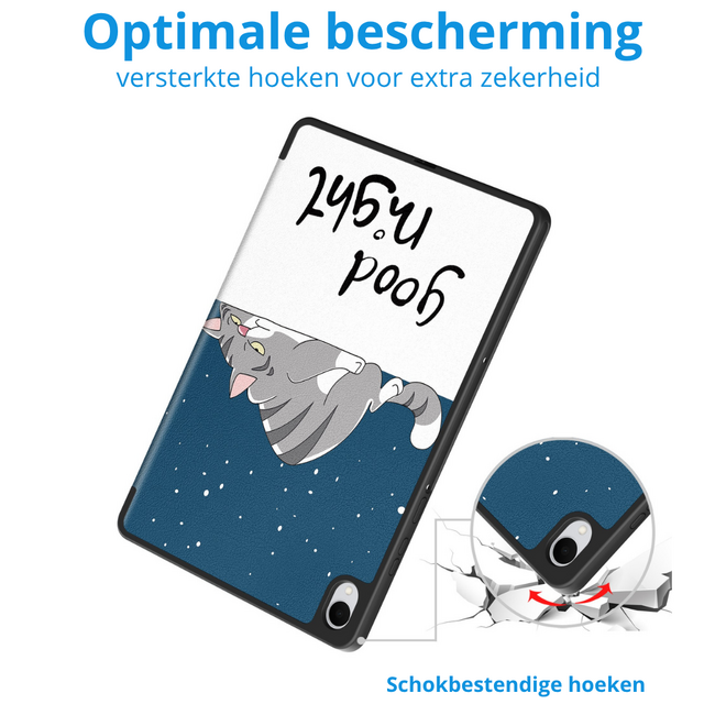 Case2go - Tablet hoes geschikt voor Samsung Galaxy Tab S11 (2025) - 11 Inch - Tri-fold hoes met Auto/Wake functie en Magnetische sluiting - TPU Cover Met Pencil Houder - Good Night