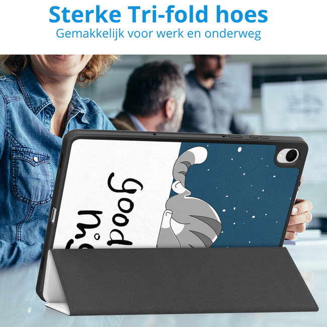 Case2go - Tablet hoes geschikt voor Samsung Galaxy Tab S11 (2025) - 11 Inch - Tri-fold hoes met Auto/Wake functie en Magnetische sluiting - TPU Cover Met Pencil Houder - Good Night