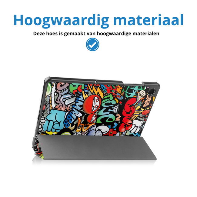 Tablet hoes geschikt voor Samsung Galaxy Tab A11 Plus (2025) - 11 inch - Auto/Wake Functie - Magnetische sluiting - Tri-Fold - Graffiti