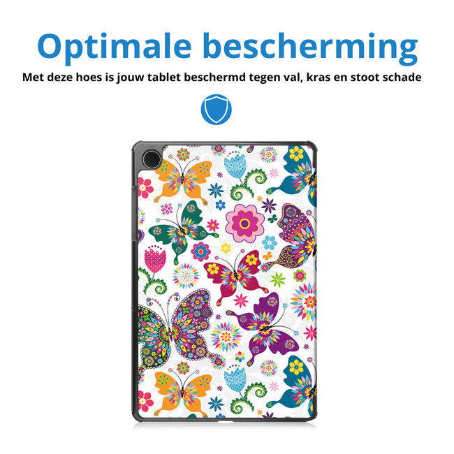 Tablet hoes geschikt voor Samsung Galaxy Tab A11 Plus (2025) - 11 inch - Auto/Wake Functie - Magnetische sluiting - Tri-Fold - Vlinder