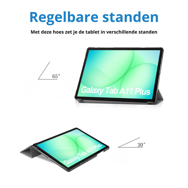 Tablet hoes geschikt voor Samsung Galaxy Tab A11 Plus (2025) - 11 inch - Auto/Wake Functie - Magnetische sluiting - Tri-Fold - Grijs