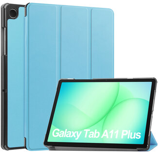 Case2go Tablet hoes geschikt voor Samsung Galaxy Tab A11 Plus (2025) - 11 inch - Auto/Wake Functie - Magnetische sluiting - Tri-Fold - Licht blauw