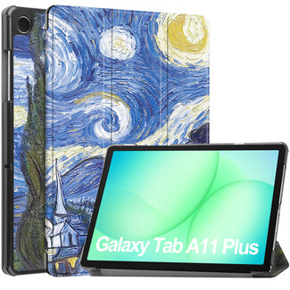 Case2go Tablet hoes geschikt voor Samsung Galaxy Tab A11 Plus (2025) - 11 inch - Auto/Wake Functie - Magnetische sluiting - Tri-Fold - Sterrenhemel
