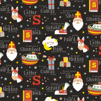 Cadeaupapier Sinterklaas - Zwart