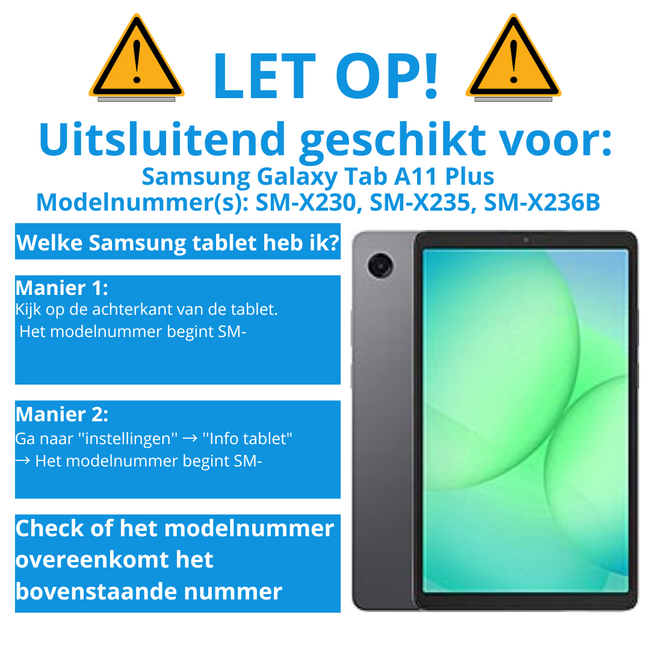 Tablet hoes geschikt voor Samsung Galaxy Tab A11 Plus (2025) - 11 inch - Auto/Wake Functie - Magnetische sluiting - Tri-Fold - Galaxy