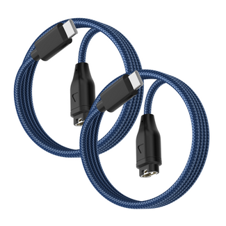 Case2go USB C 2-Pack Oplaadkabel geschikt voor Garmin Fenix / Forerunner / Instinct / Venu / Venu SQ / Vivoactive / Epix Pro / Vivomove / Approuch - 1 Meter - Gevlochten kabel - Blauw/Zwart