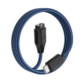 Case2go USB C Oplaadkabel geschikt voor Garmin Fenix / Forerunner / Instinct / Venu / Venu SQ / Vivoactive / Epix Pro / Vivomove / Approuch - 1 Meter - Gevlochten kabel - Blauw/Zwart