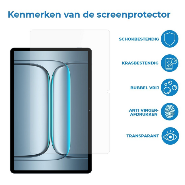 Case2go - Tablet Screenprotector geschikt voor OnePlus Pad Lite - 11 Inch - Tempered Glass - Case Friendly - Transparant