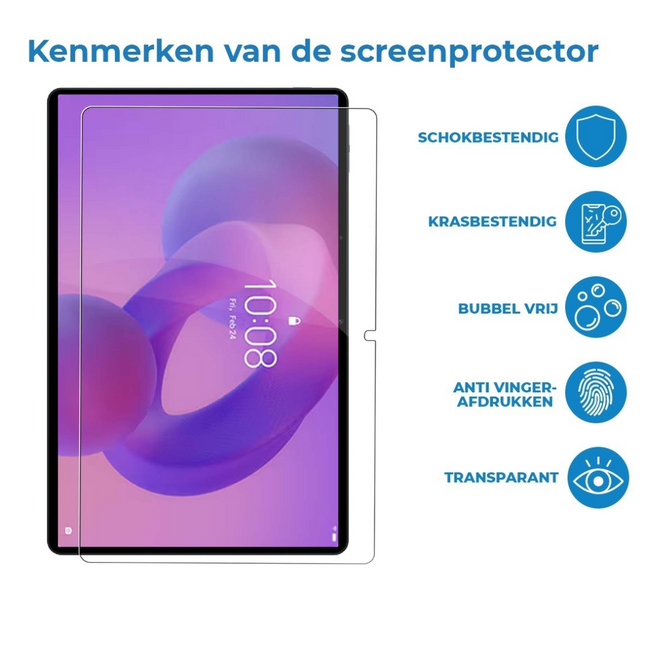 2-Pack Tablet screenprotector geschikt voor Lenovo Idea Tab Plus (2025) - 12.1 Inch - 2 Stuks - Tempered Glass - Case Friendly - Transparant